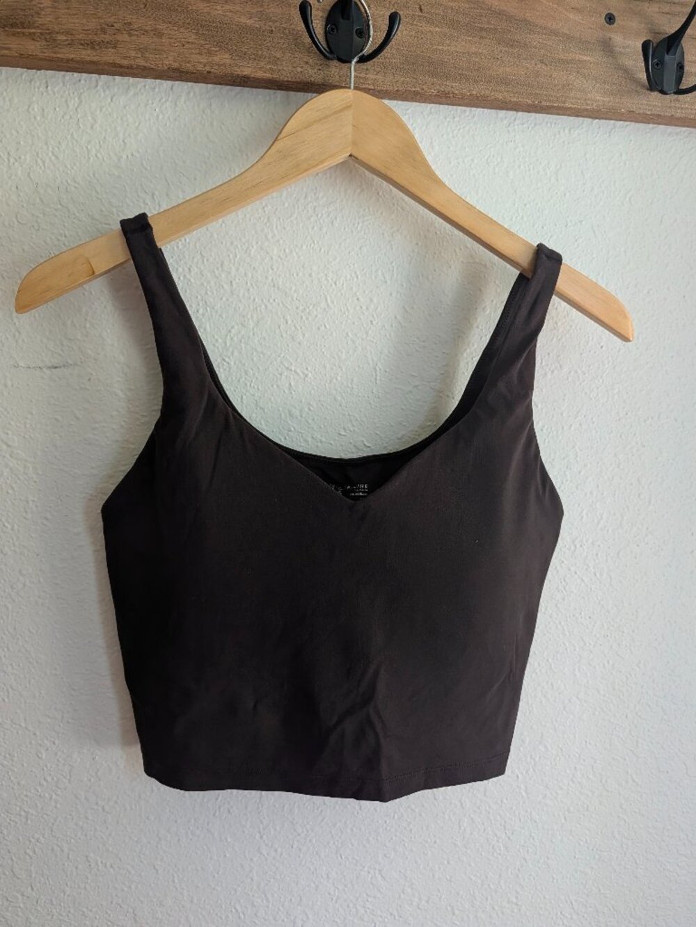 offline aerie real me low key longline sports bra size large dark brown